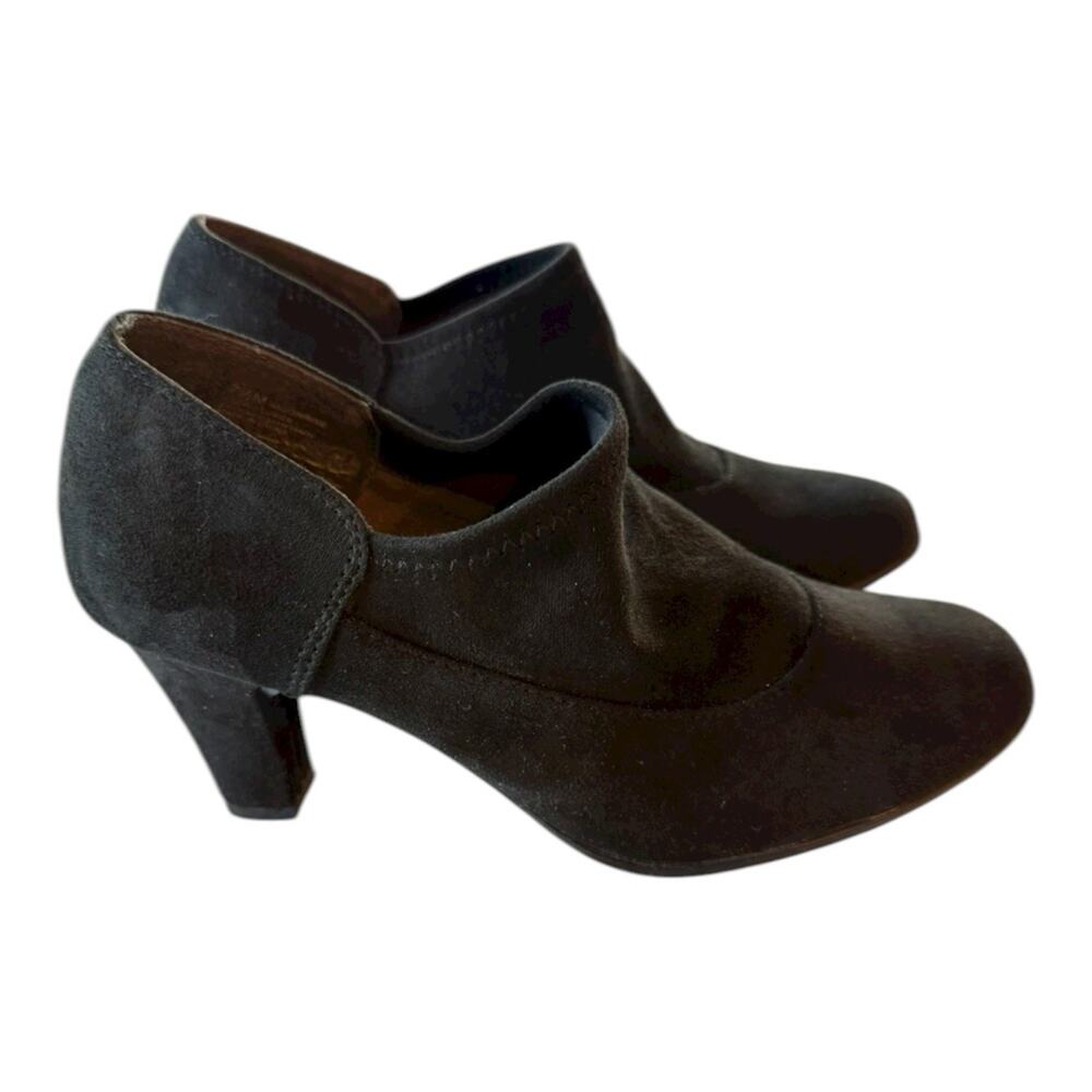 Aerosoles Heelrest Black Suede Heels Booties Size 7.5M EUC